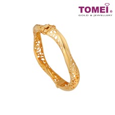 TOMEI Wavy Bangle of Splendorous Vogue, Yellow Gold 916 (9L-YG1284B-1C)