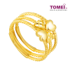 TOMEI Flower Heart Layer Ring, Yellow Gold 916