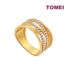 TOMEI Anastasia Dual-Tone Multilayer Ring, Yellow Gold 916 (AS-YG0910R-2C)