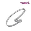 TOMEI Dwi-Heart Diamond Bangle, White Gold 750 (B0303)